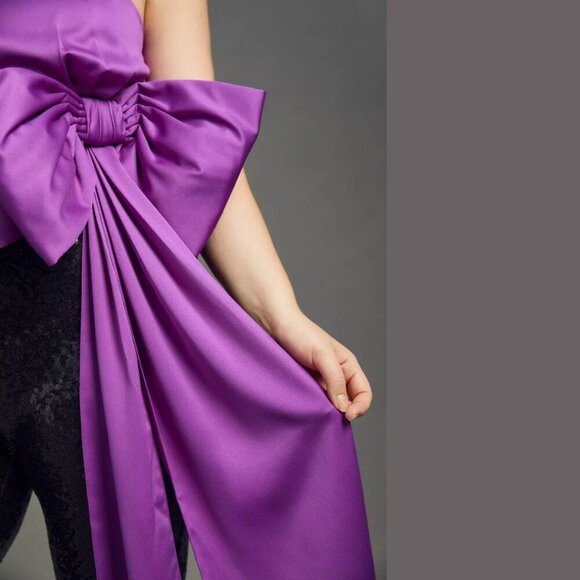 Anthropologie Atsu Strapless Bow Top Purple Medium Tube Corsage - Picture 9 of 10